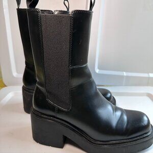 H&M Chunky Chelsea Boots Tall Black US 8 EU 39 Moto Urban Minimalist Rock Street